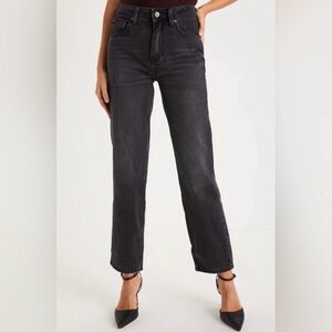 Free People Women’s Risk Taker High Rise Straight Black Jeans, size 28